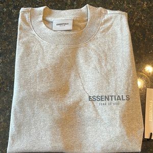 Essentials -Fear of God men’s long sleeve tee in heather oat -new with tags
